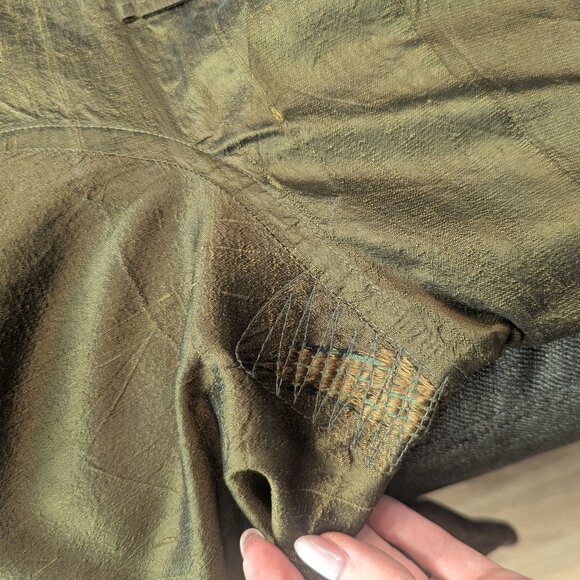 Ralph Lauren 100% Silk Dupioni Shirt | Olive Green Luxury | Size 20W - Picture 10 of 13